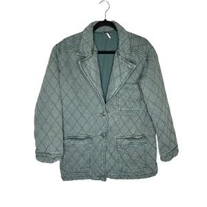 Young Fabulous & Broke Walker Mineral Denim Quilted Mineral Green Coat Size M